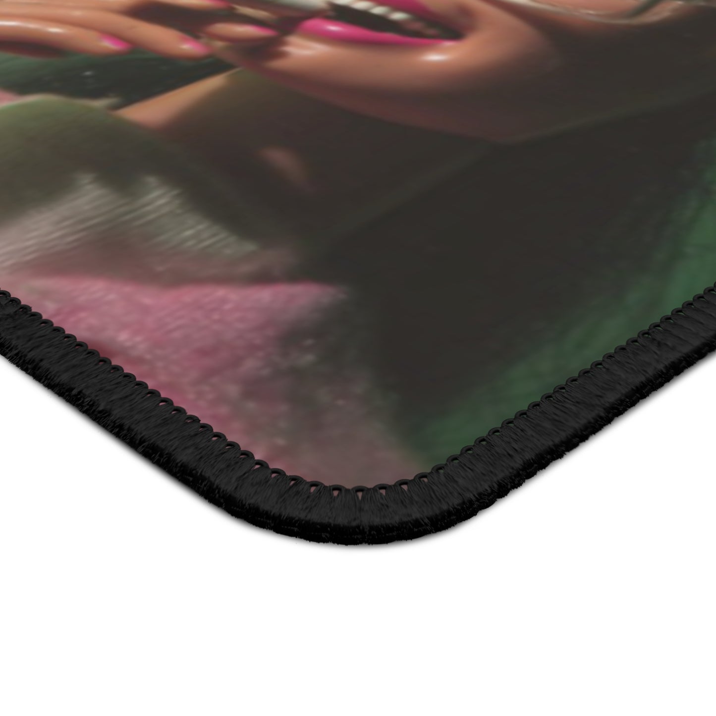Alter Ego Dark Hair w Glasses Funny Doll Face Distressed Gaming Mouse Pad