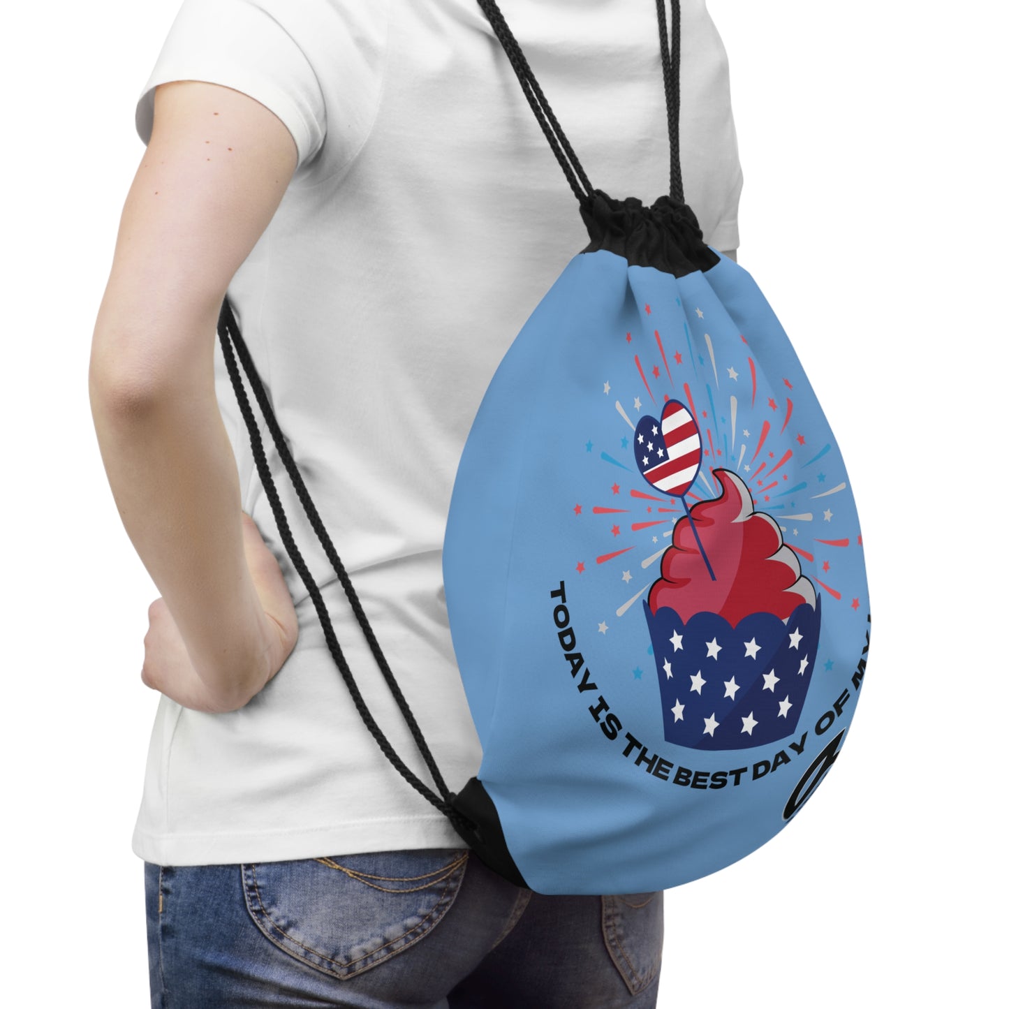 HarryO Today Is The Best Day of My Life Drawstring Gymsack USA BLUE