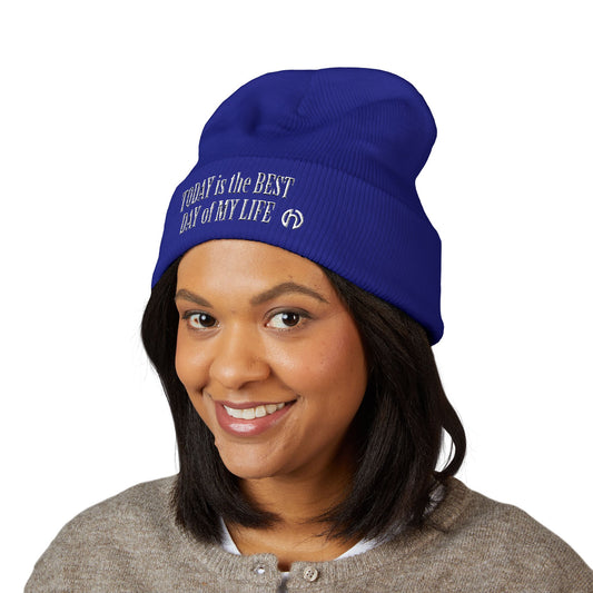 TODAY IS THE BEST DAY HARRY O Embroidered Cuffed Beanie — "Tune Into Rest" Cozy Winter Hat