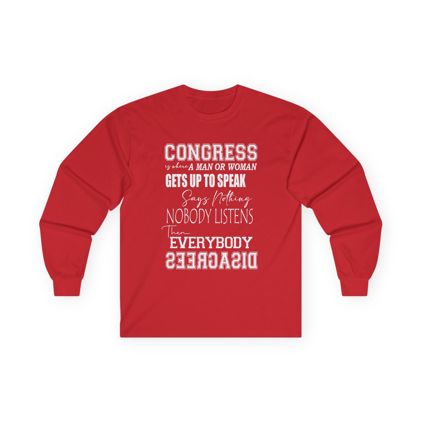 WAKE UP CONGRESS Long Sleeve Political Typography TEE