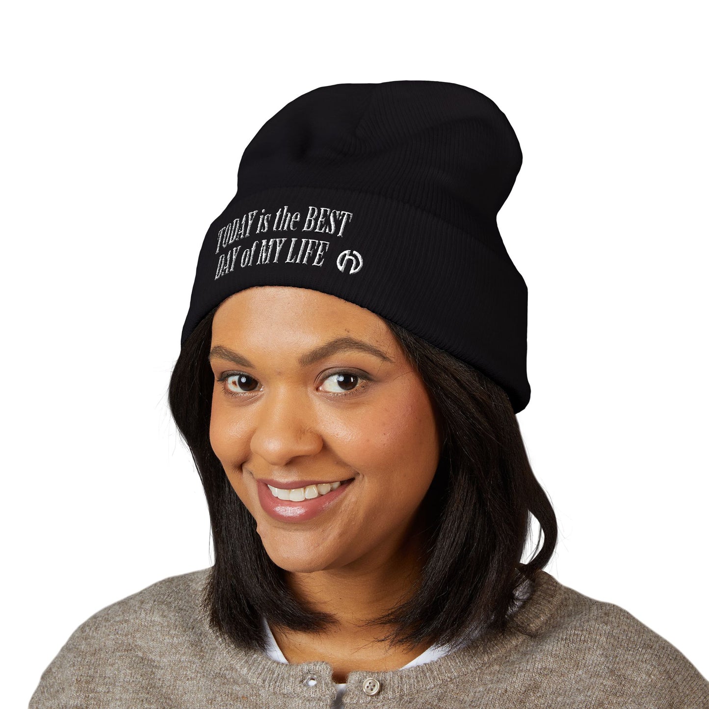 TODAY IS THE BEST DAY HARRY O Embroidered Cuffed Beanie — "Tune Into Rest" Cozy Winter Hat