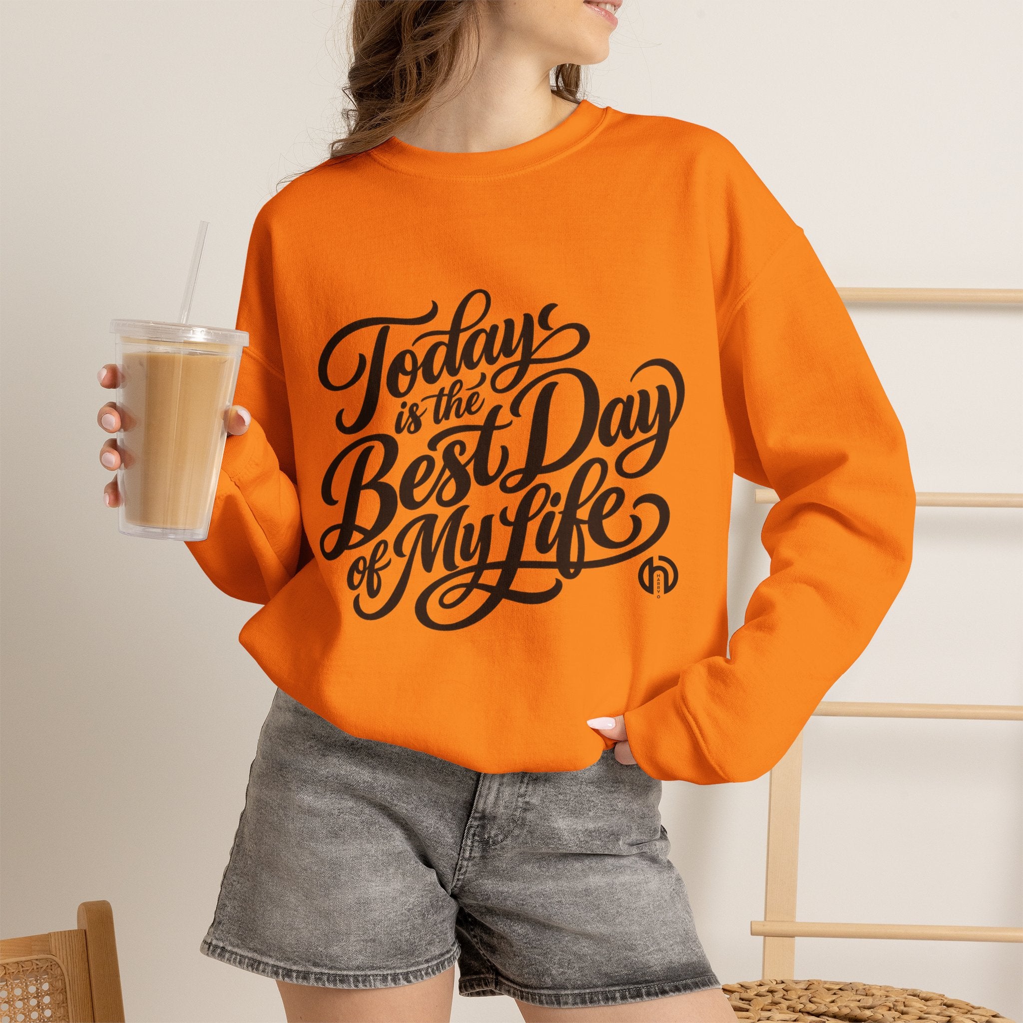 Today Is the Best Day of My Life — Morning Mantra Script Crewneck Sweatshirt