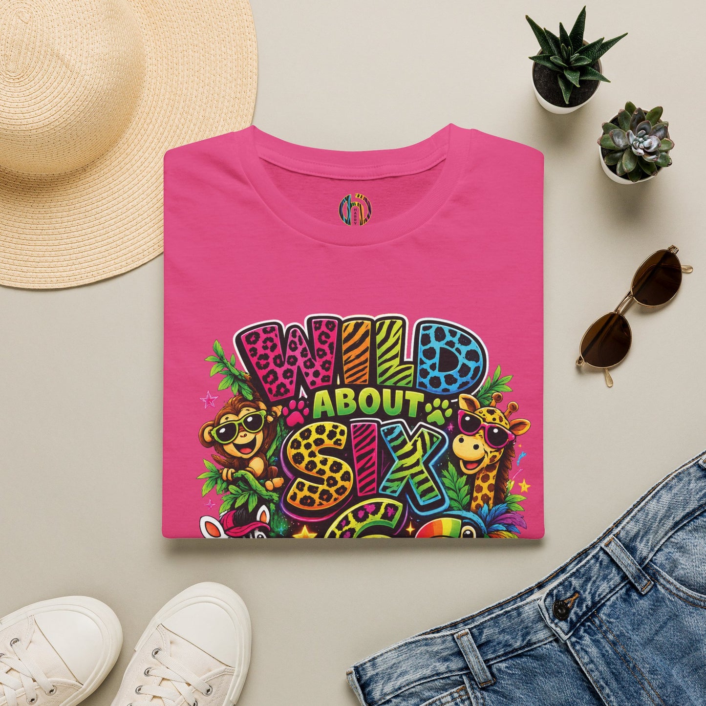 Wild About Six Customizable Kids' T-Shirt — "Kennedy's 6th Birthday" Safari Design