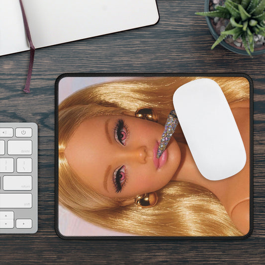 Puff Puff Bling Blonde Funny Doll Face Gaming Mouse Pad