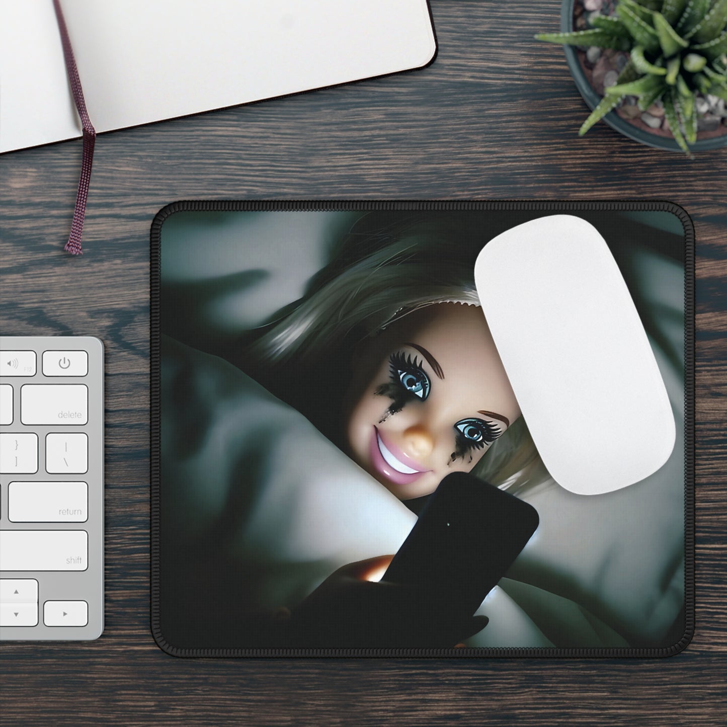 Cell Phone Funny Doll Face Mouse Pad