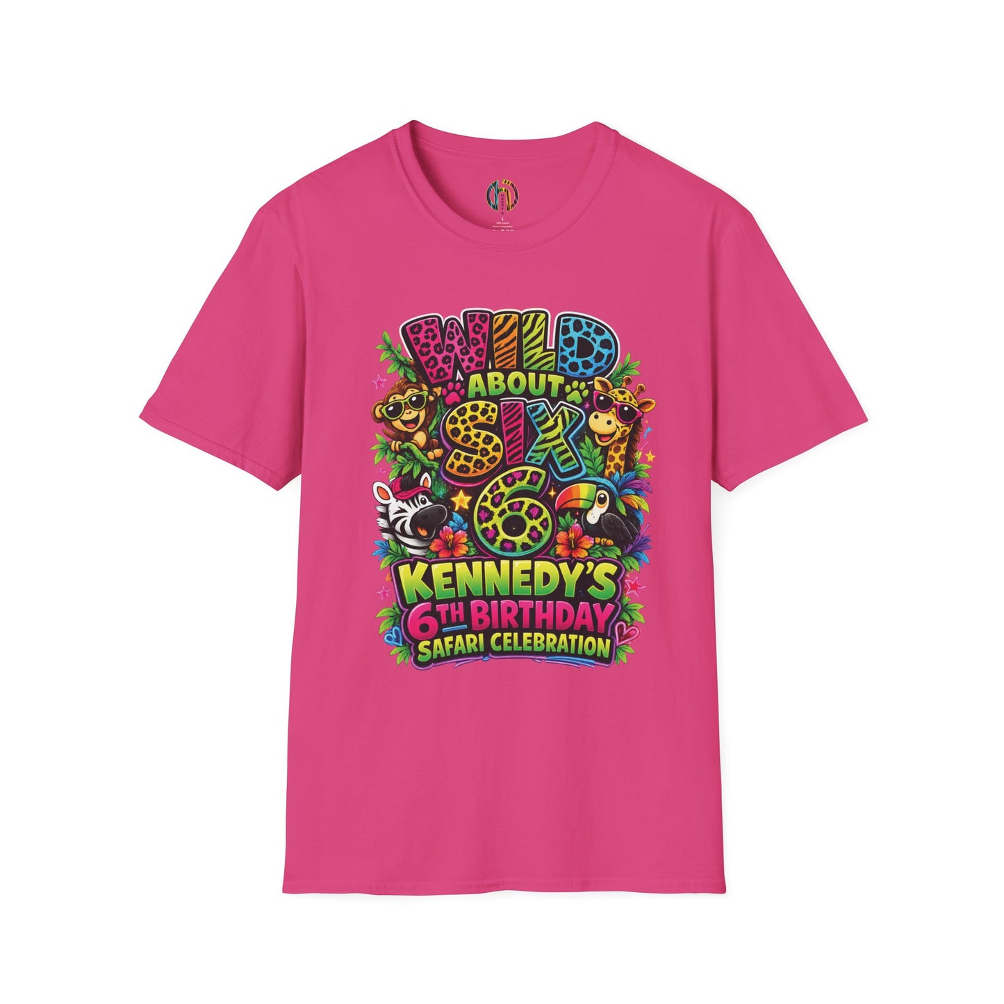 Wild About Six Customizable Kids' T-Shirt — "Kennedy's 6th Birthday" Safari Design