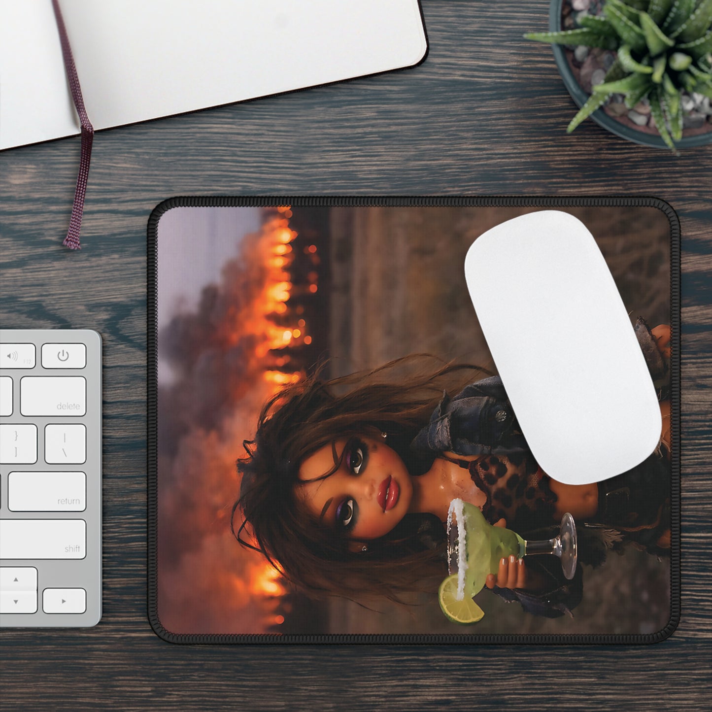 Apocalyptic Margarita Funny Doll Face Mouse Pad