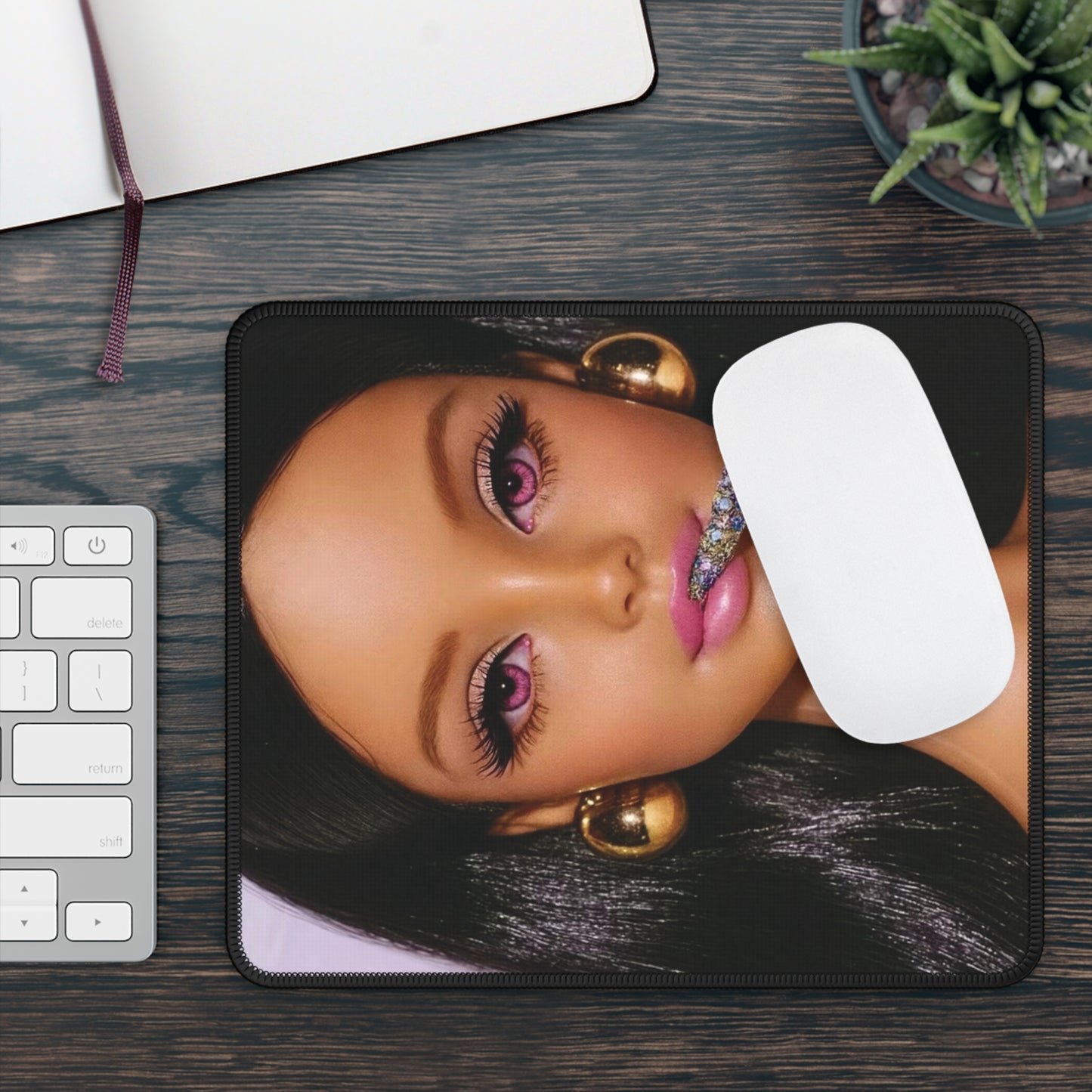 Puff Puff Bling LS Funny Doll Face Gaming Mouse Pad