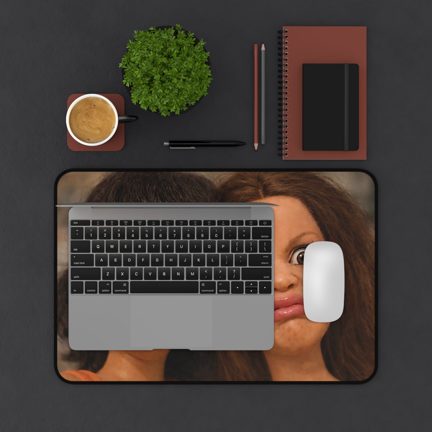 WEIRD Funny Doll 2 Face Meme Quirky Reaction Mouse Pad Desk Mat