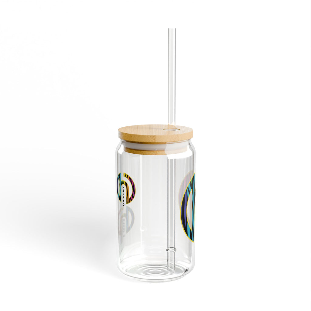 16oz Sipper Glass with Colorful Heart Initial — Personalized Harry Design