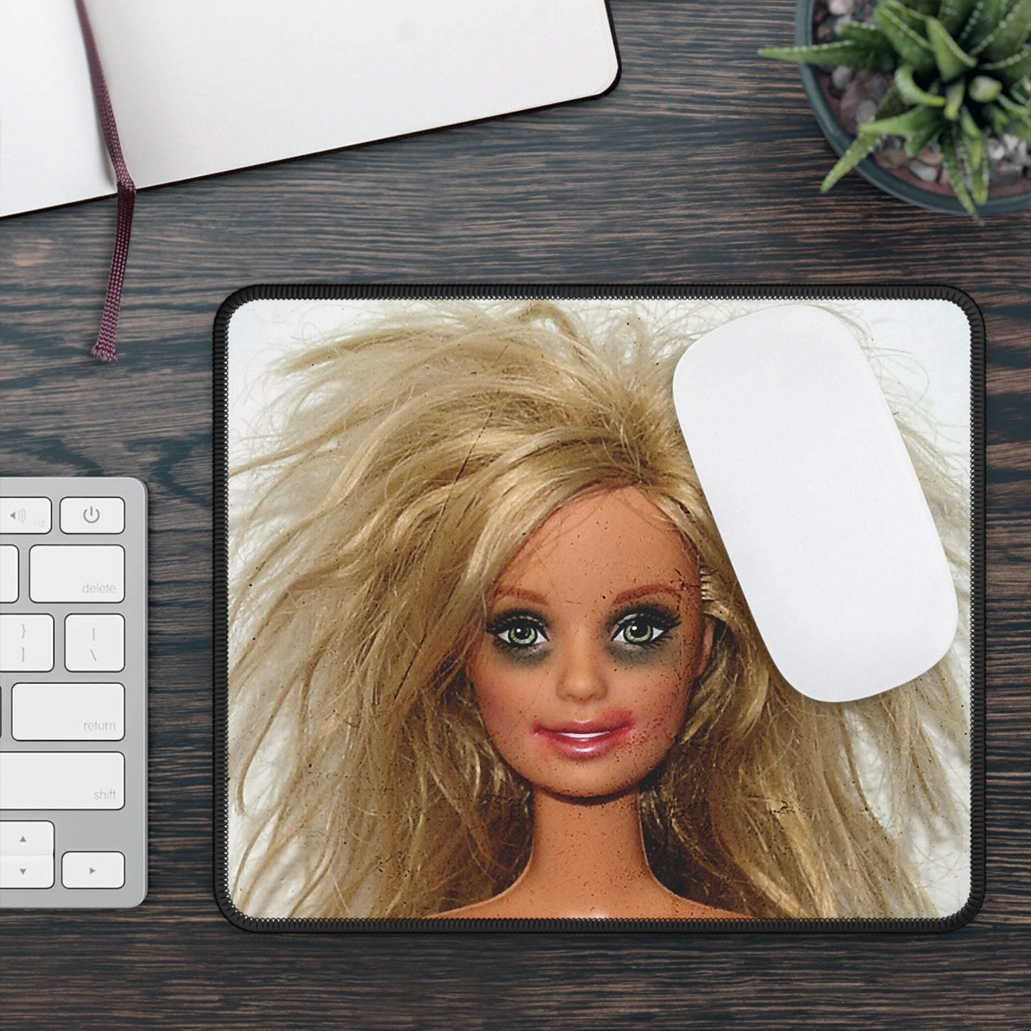 I'm OK Blonde Funny Doll Face Mouse Pad