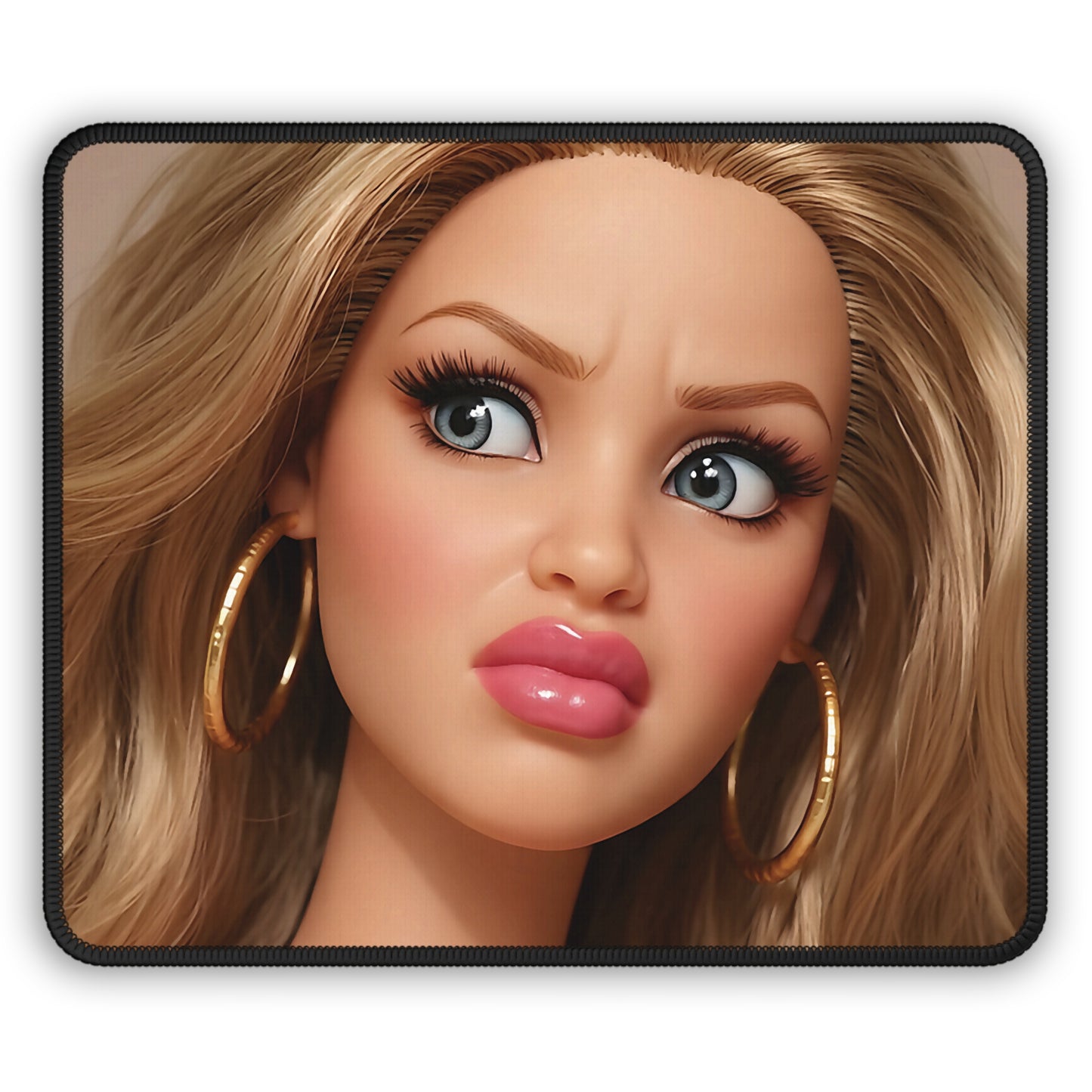 Distressed Funny Doll Face Mouse Pad