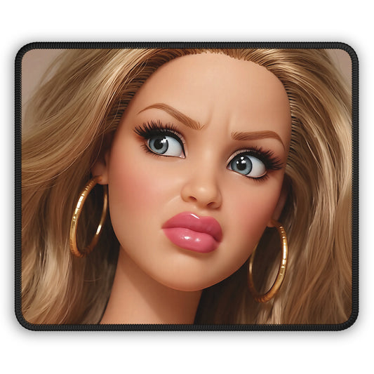 Distressed Funny Doll Face Mouse Pad