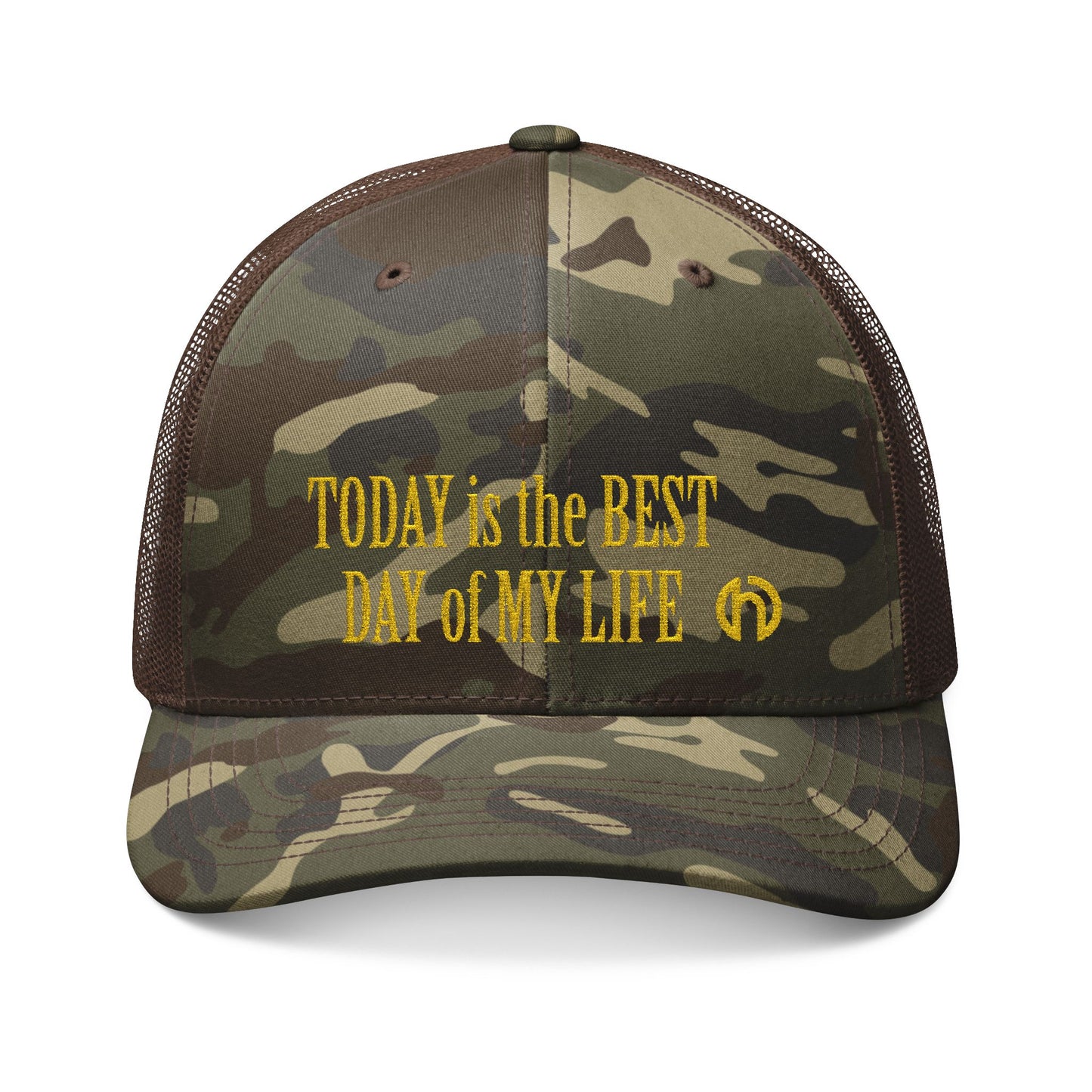 Camouflage Trucker Hat — Embroidered "Today Is the Best Day of My Life"