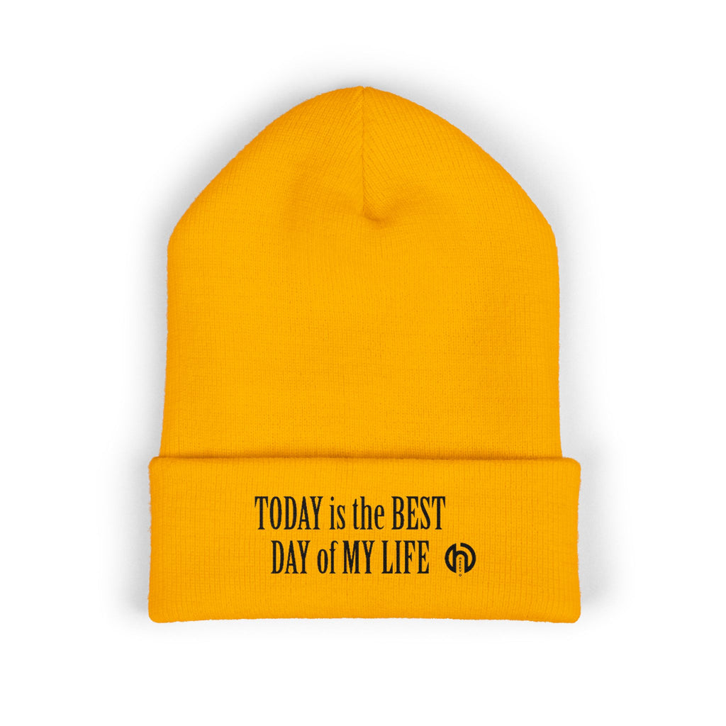'Today Is The Best Day Of My Life' Cuffed Beanie (BLACK EMBROIDERY)