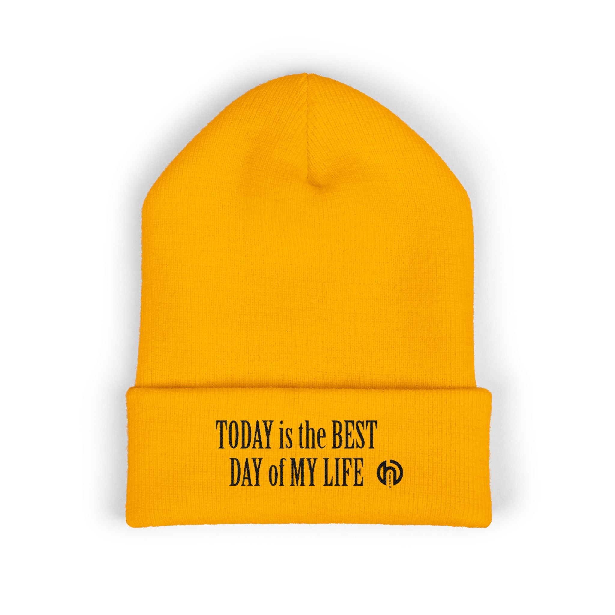 'Today Is The Best Day Of My Life' Cuffed Beanie (BLACK EMBROIDERY)