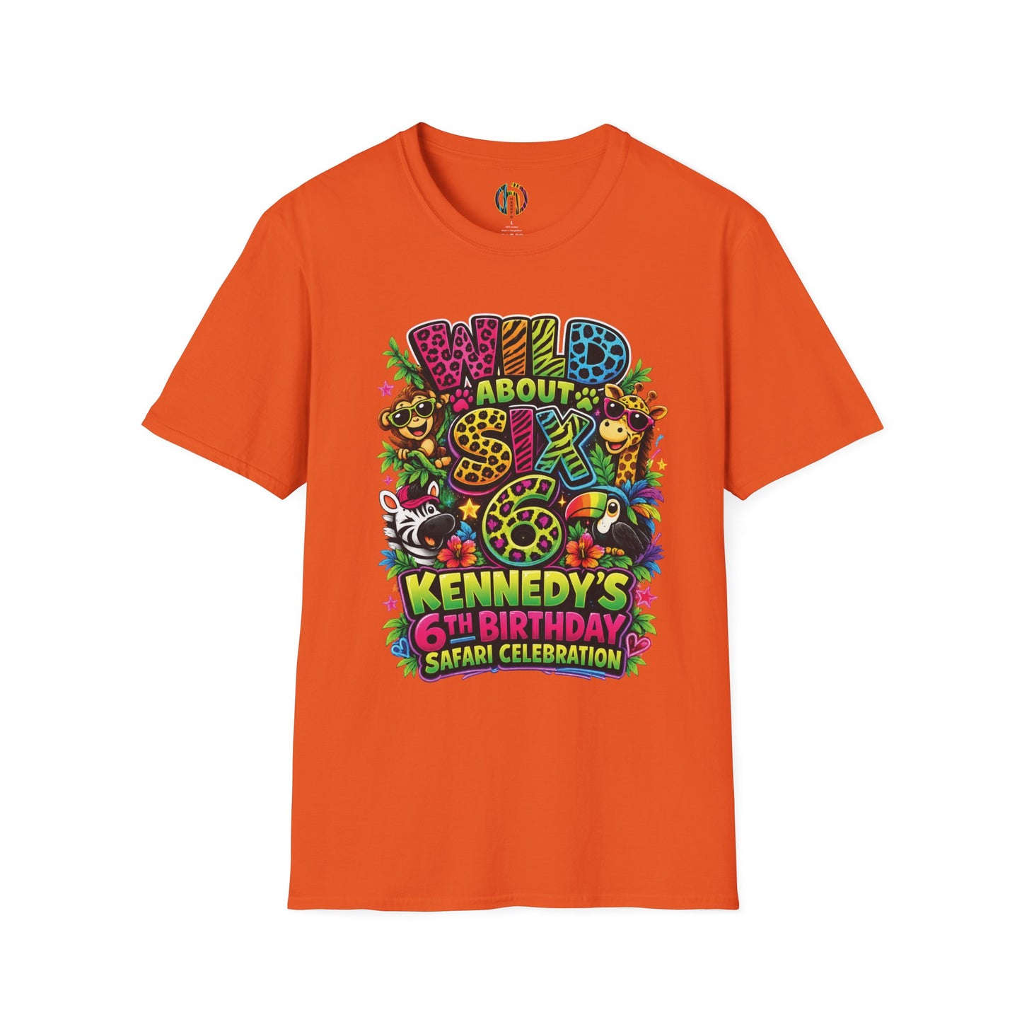 Wild About Six Customizable Kids' T-Shirt — "Kennedy's 6th Birthday" Safari Design