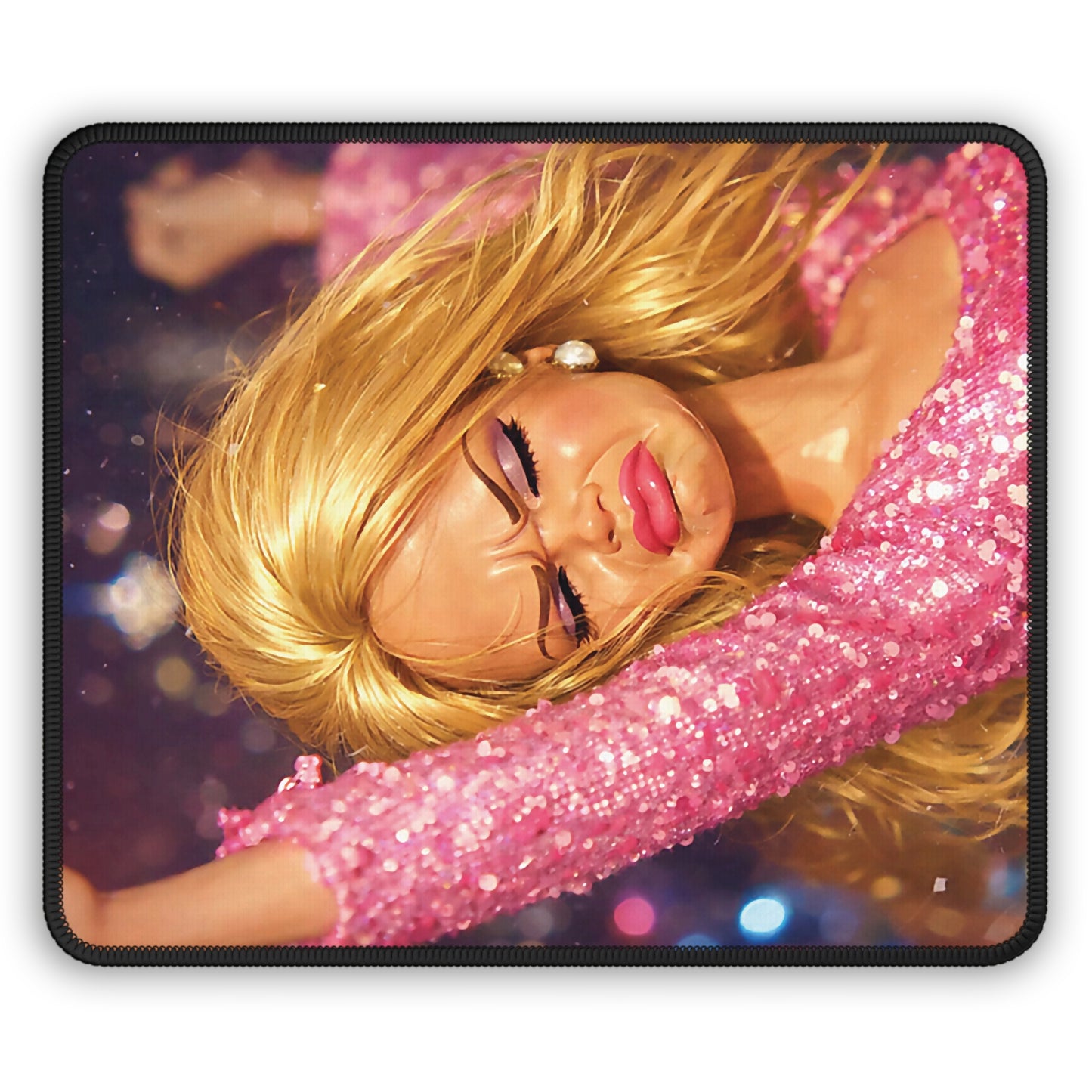 Pink Party Funny Doll Face Mouse Pad