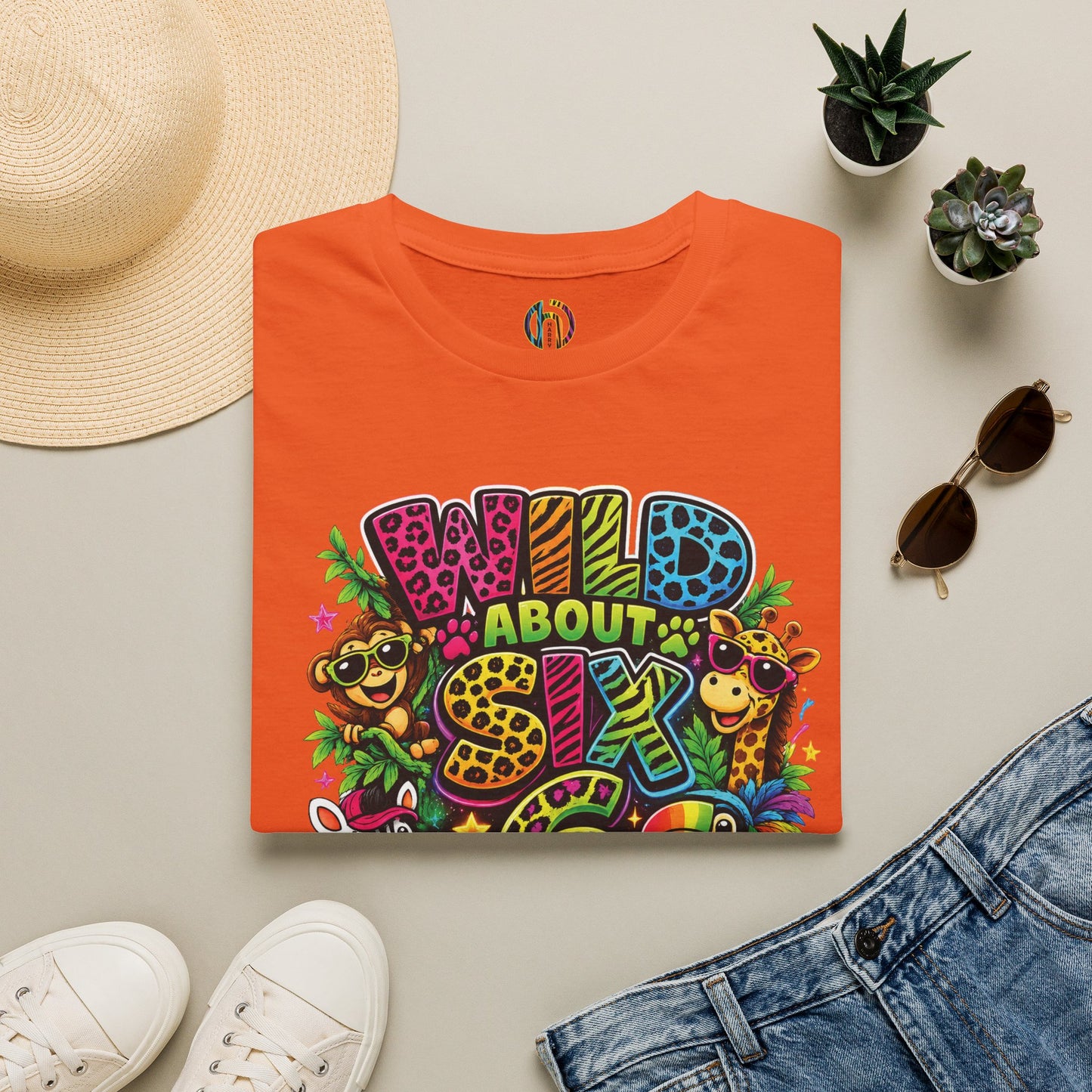 Wild About Six Customizable Kids' T-Shirt — "Kennedy's 6th Birthday" Safari Design