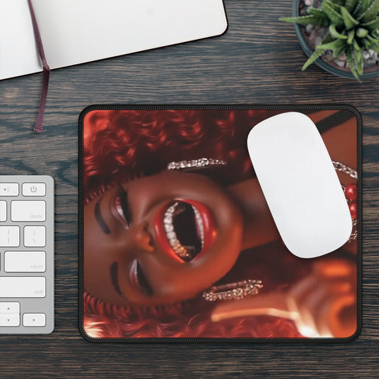 Bling Bling Teeth RED Funny Doll Face Gaming Mouse Pad