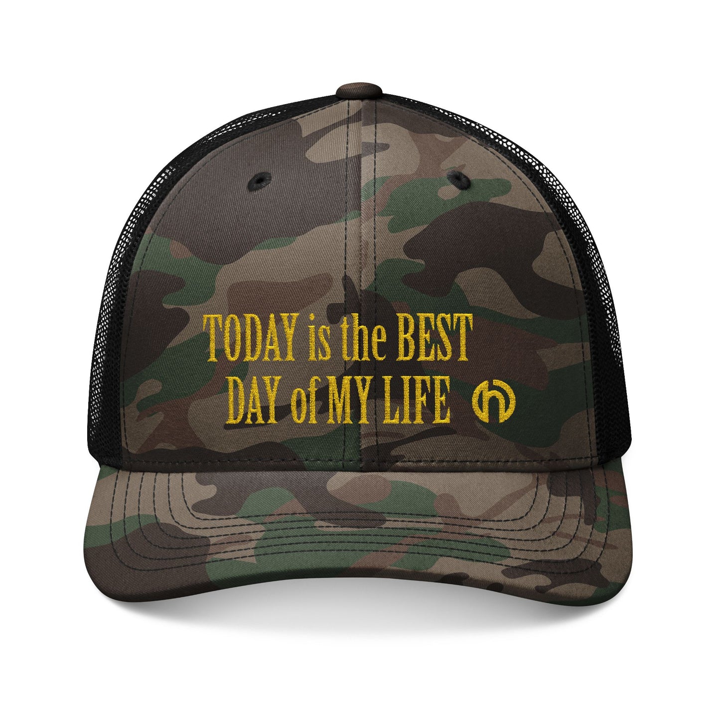 Camouflage Trucker Hat — Embroidered "Today Is the Best Day of My Life"