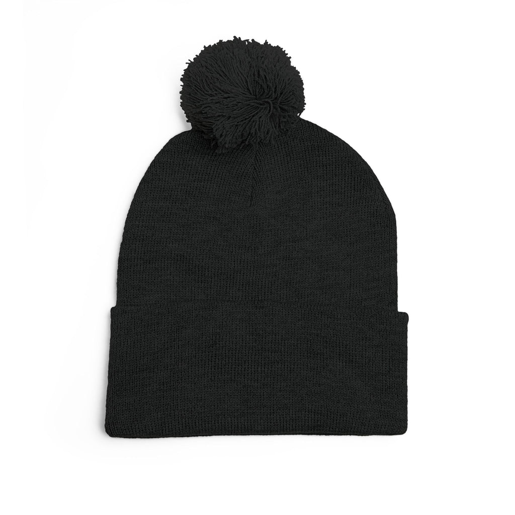 Pom-Pom Knit Cap — Embroidered “Today Is The Best Day Of My Life” Beanie