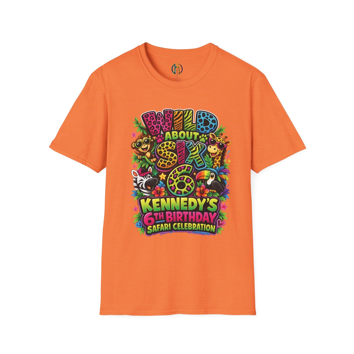 Wild About Six Customizable Kids' T-Shirt — "Kennedy's 6th Birthday" Safari Design