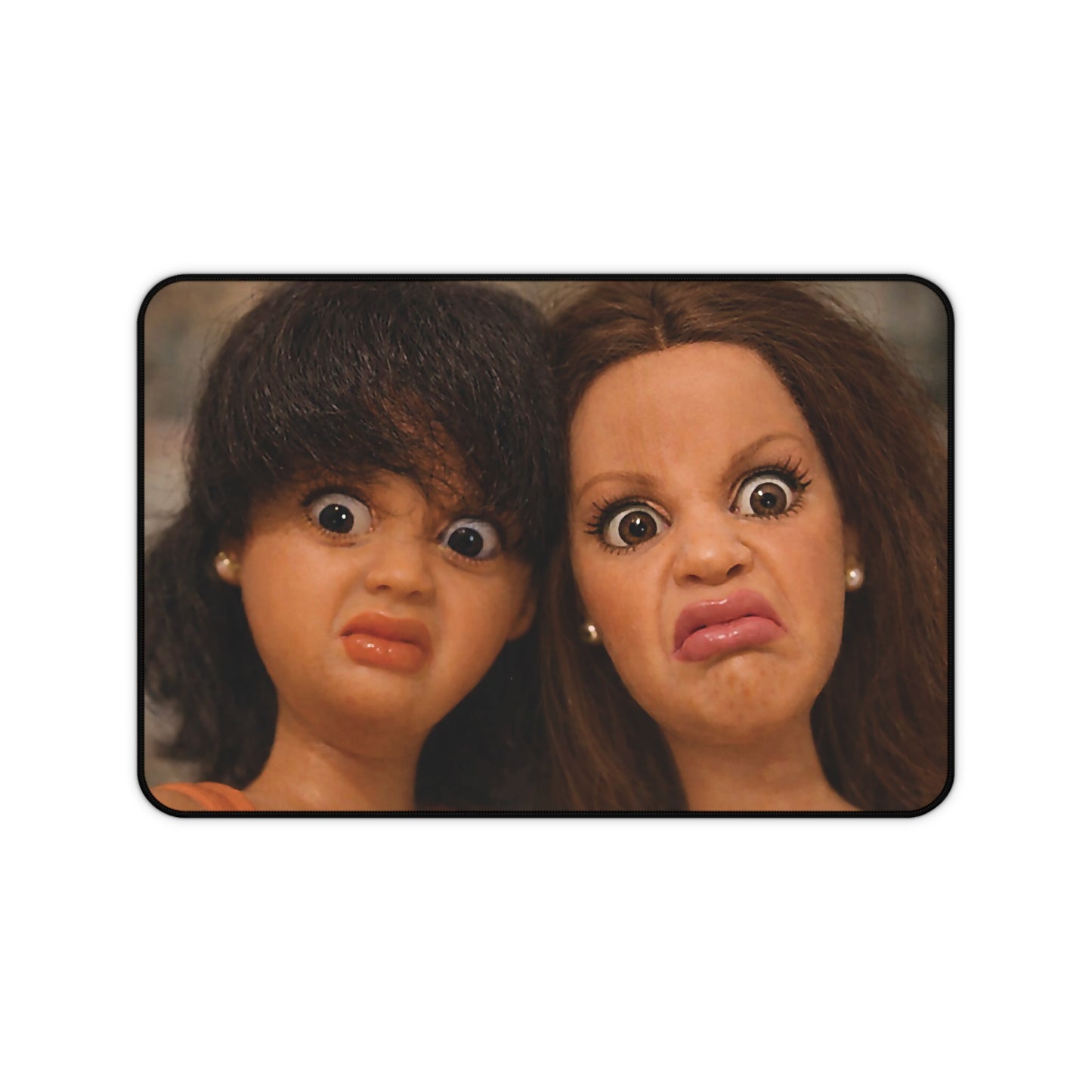 WEIRD Funny Doll 2 Face Meme Quirky Reaction Mouse Pad Desk Mat