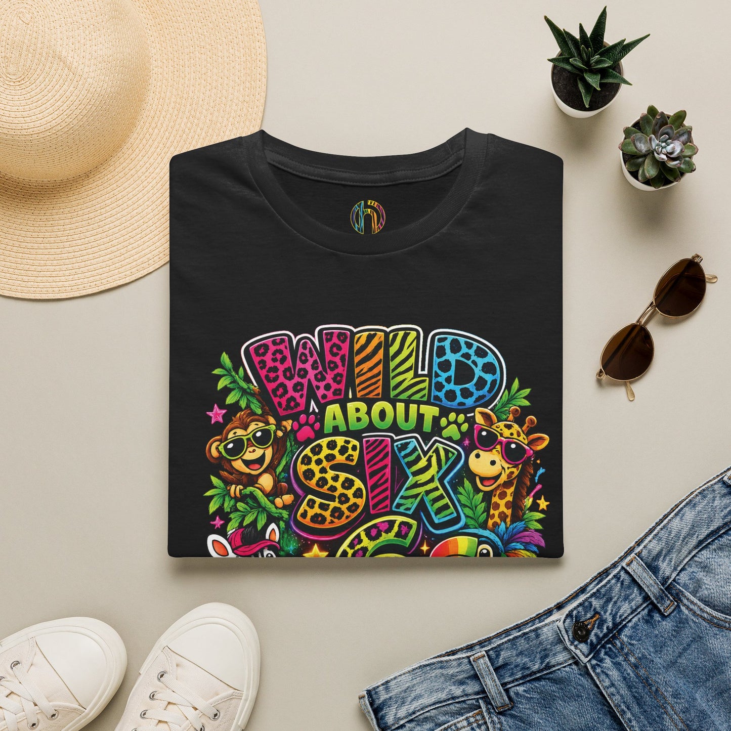Wild About Six Customizable Kids' T-Shirt — "Kennedy's 6th Birthday" Safari Design