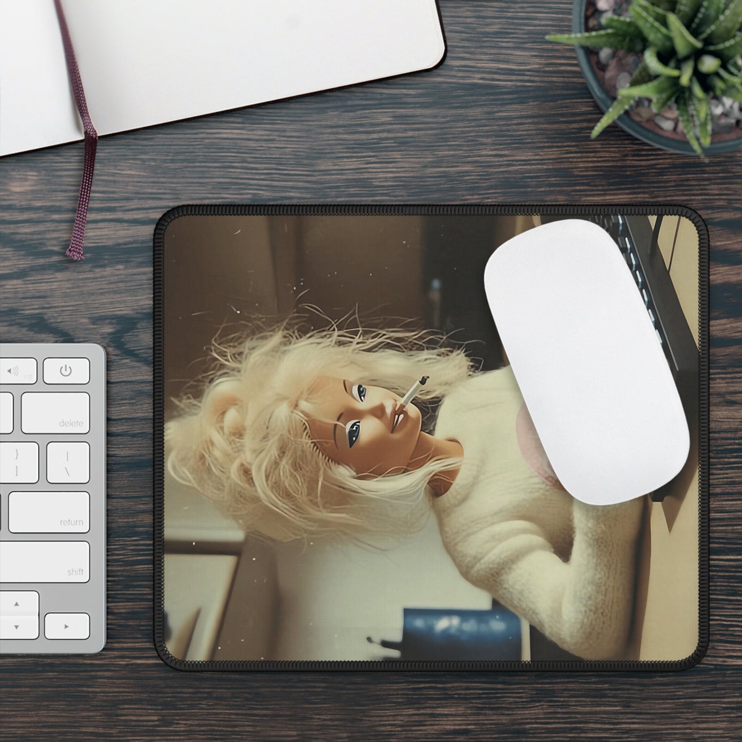 WAH GTFO Funny Doll Face Mouse Pad