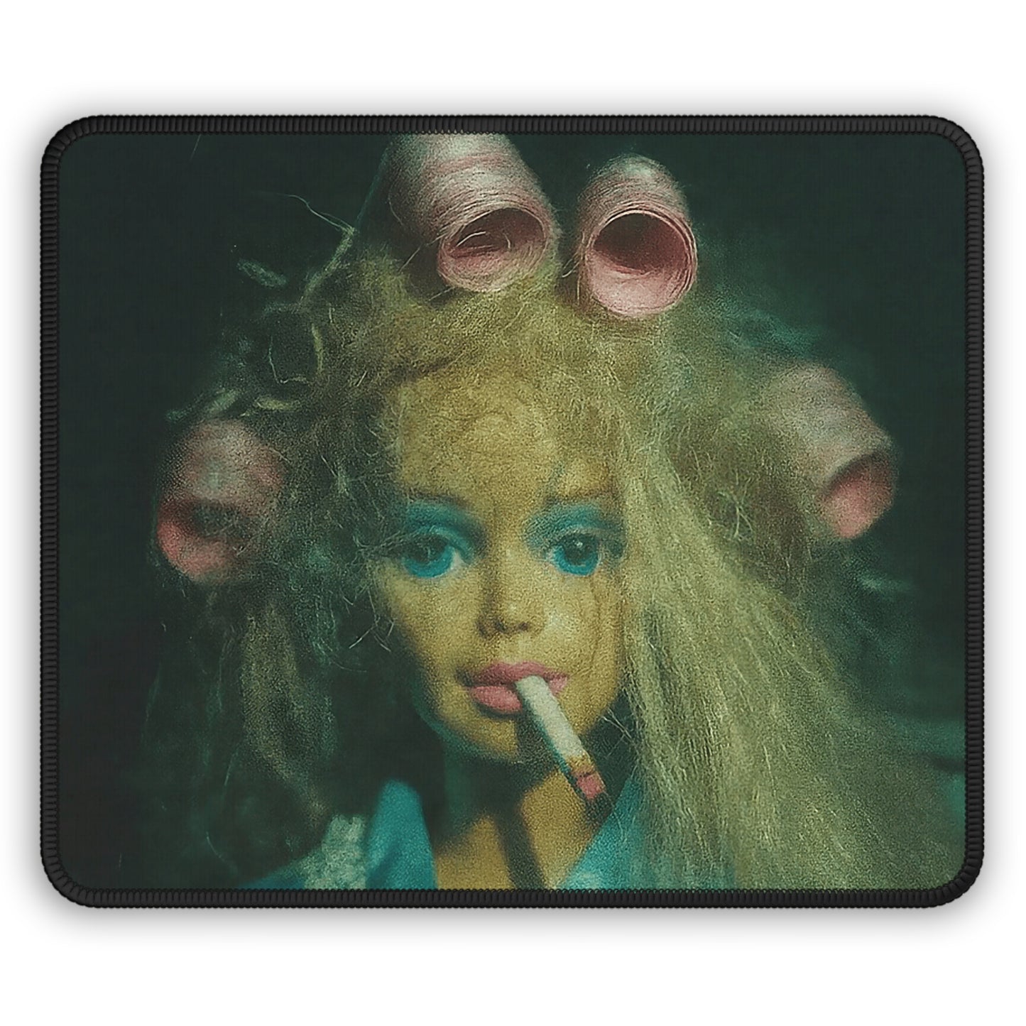Hair Roller Girl Funny Doll Face Mouse Pad