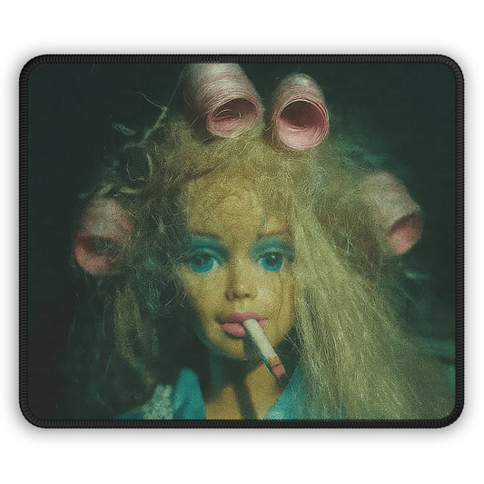 Hair Roller Girl Funny Doll Face Mouse Pad