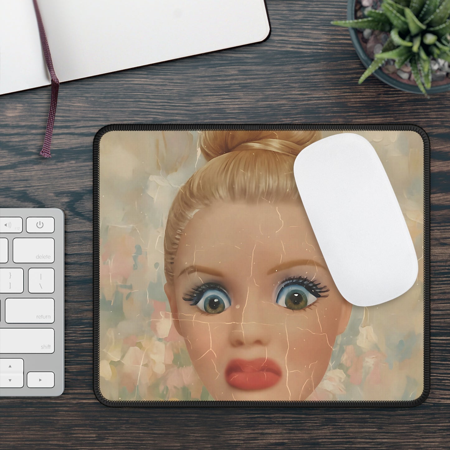 Porcelain Funny Doll Face Mouse Pad