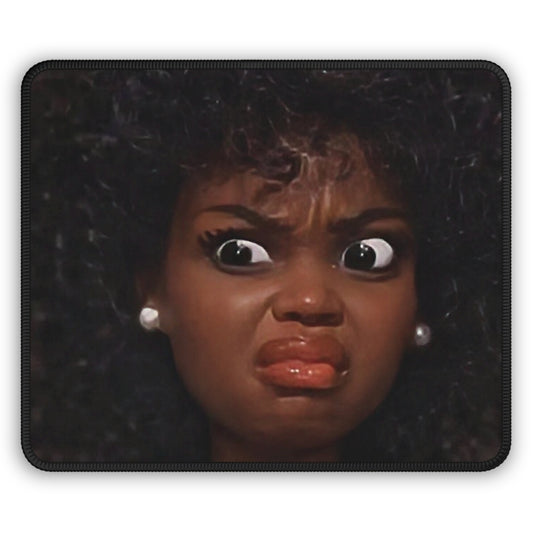 WTH Curly Hair Funny Doll Face Mouse Pad