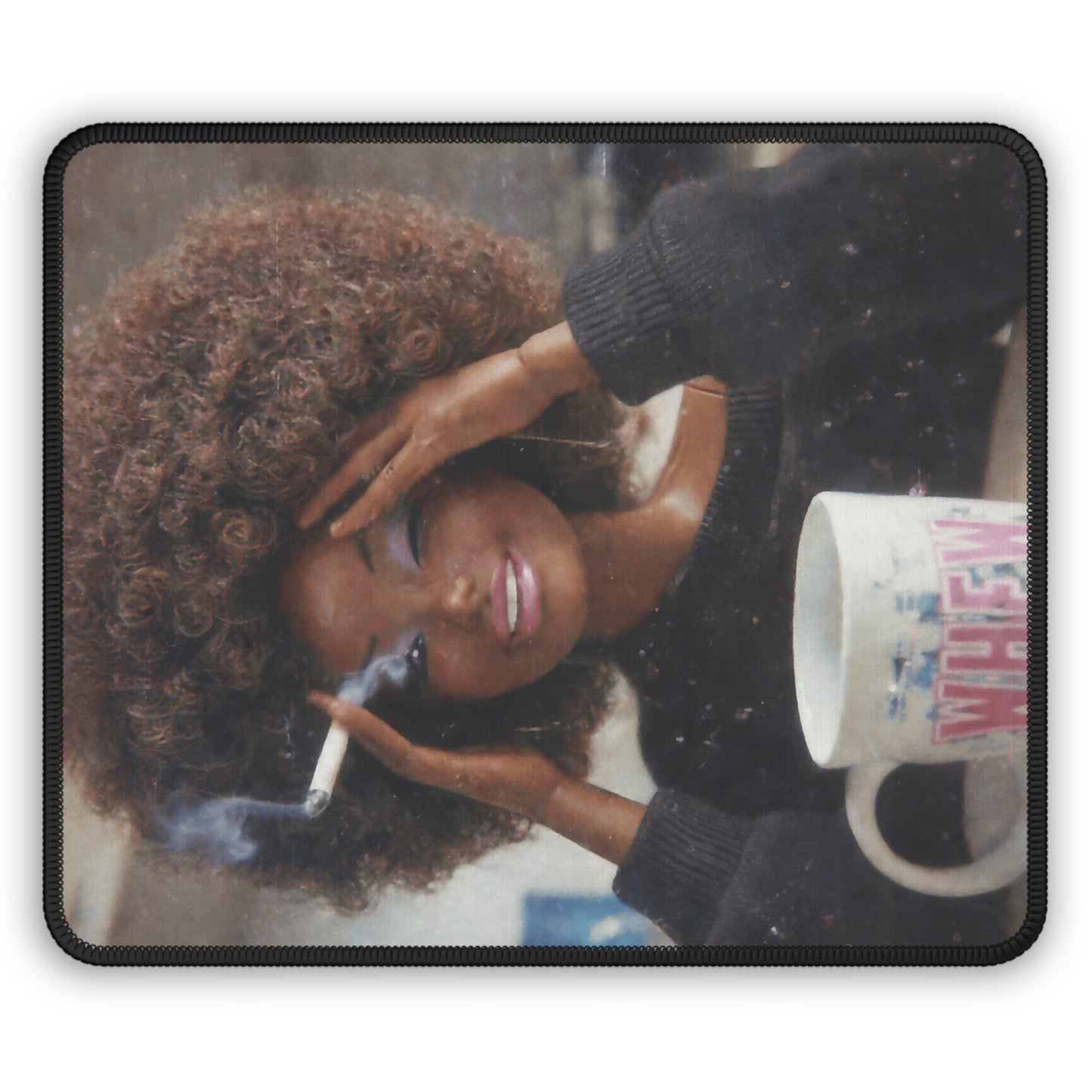 Curly WHEW Funny Doll Face Mouse Pad