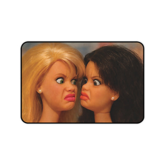 WTH Funny Doll 2 Face Meme Quirky Reaction Mouse Pad Desk Mat