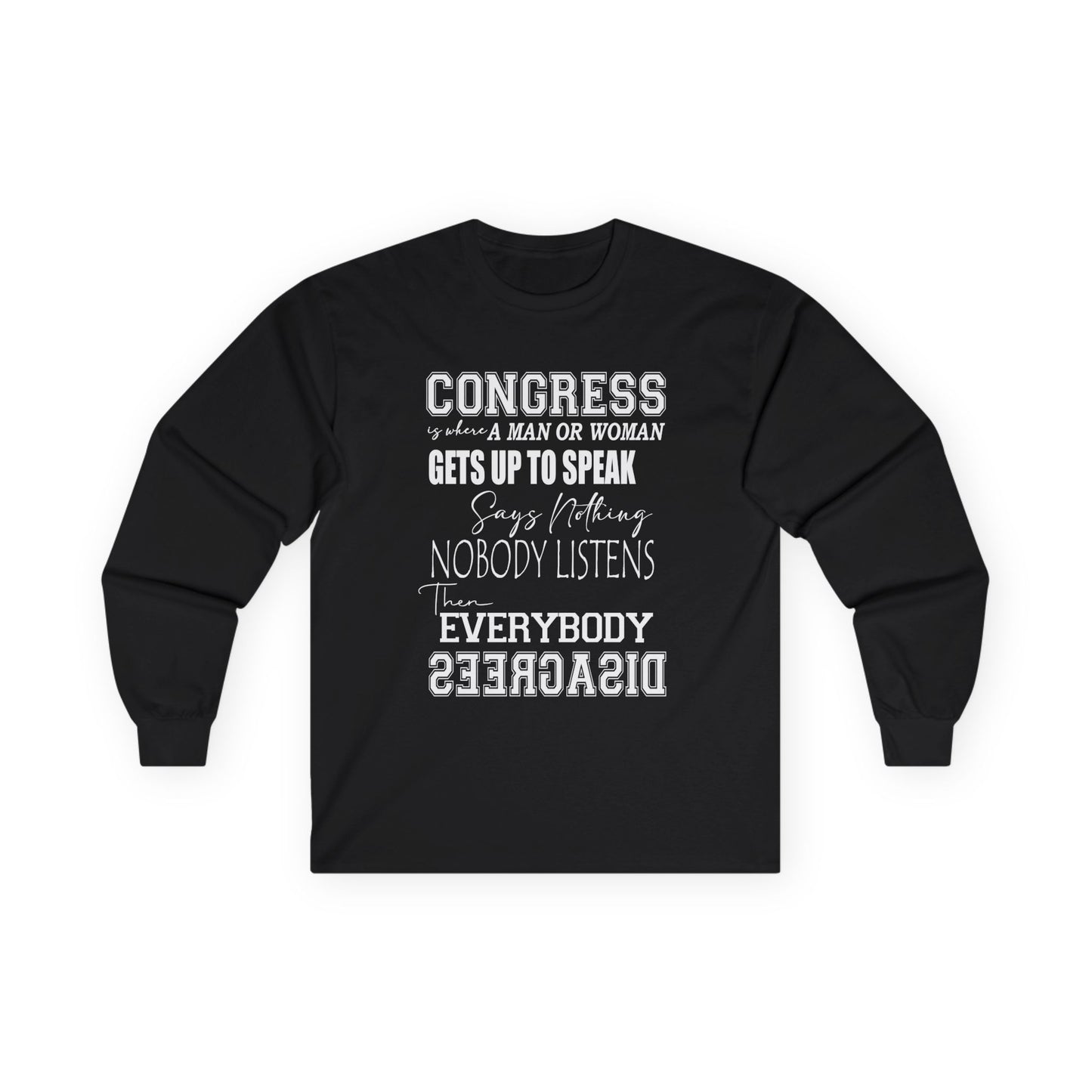 WAKE UP CONGRESS Long Sleeve Political Typography TEE