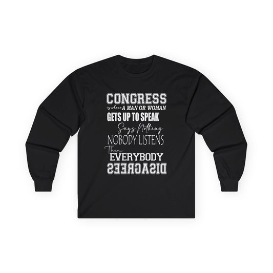 WAKE UP CONGRESS Long Sleeve Political Typography TEE