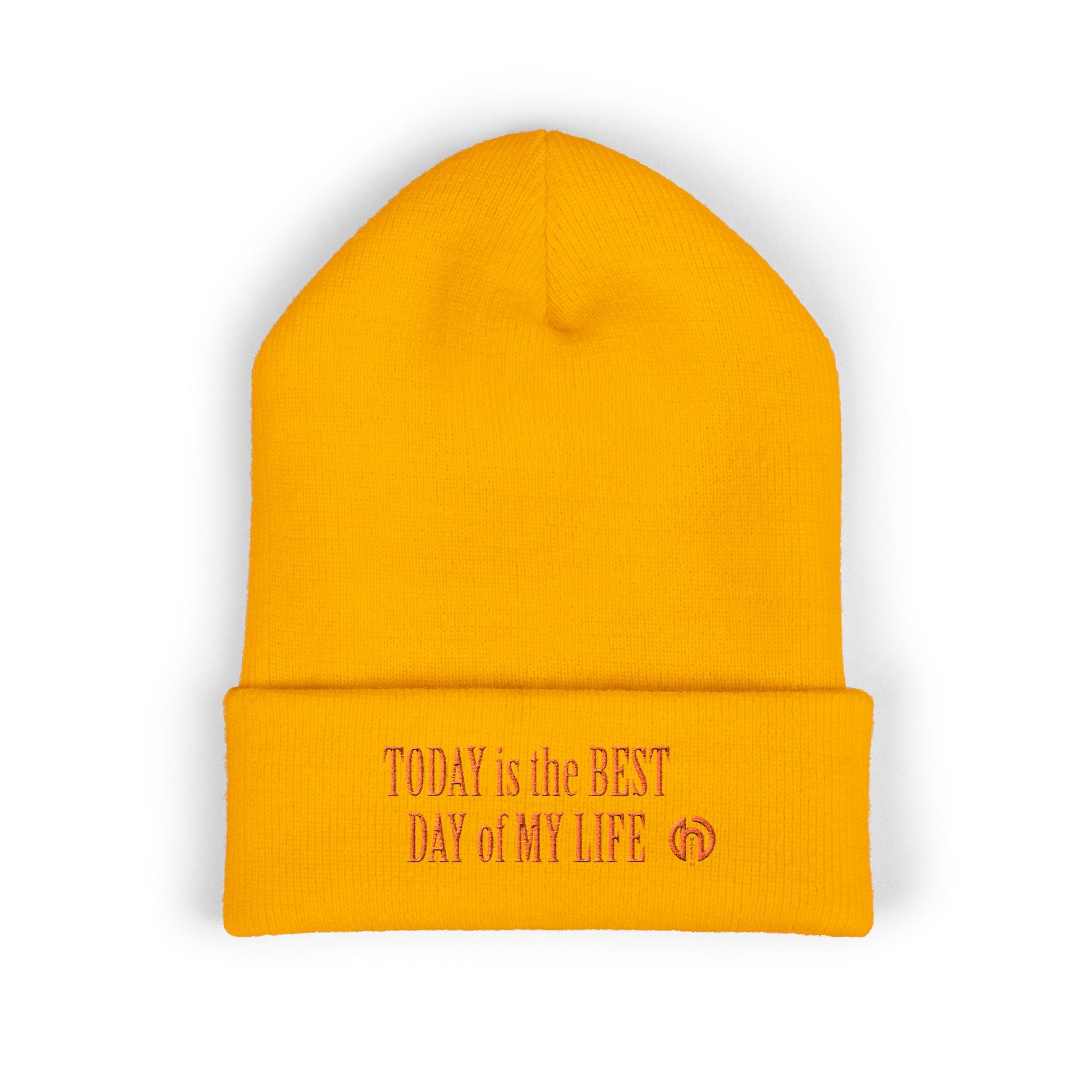 "Today Is The Best Day Of My Life" CUFF BEANIE (RED EMBROIDERY)
