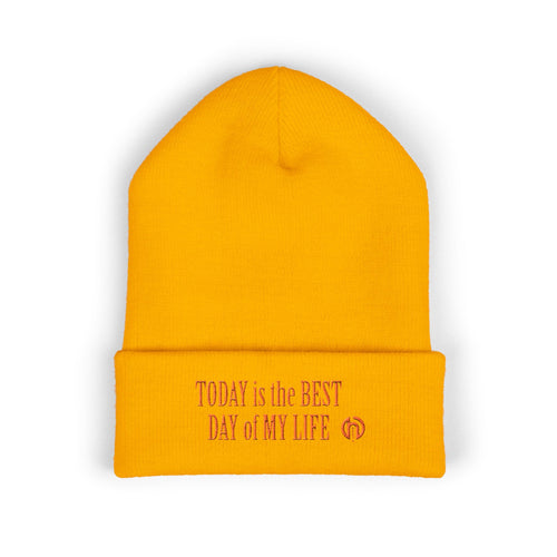 "Today Is The Best Day Of My Life" CUFF BEANIE (RED EMBROIDERY)