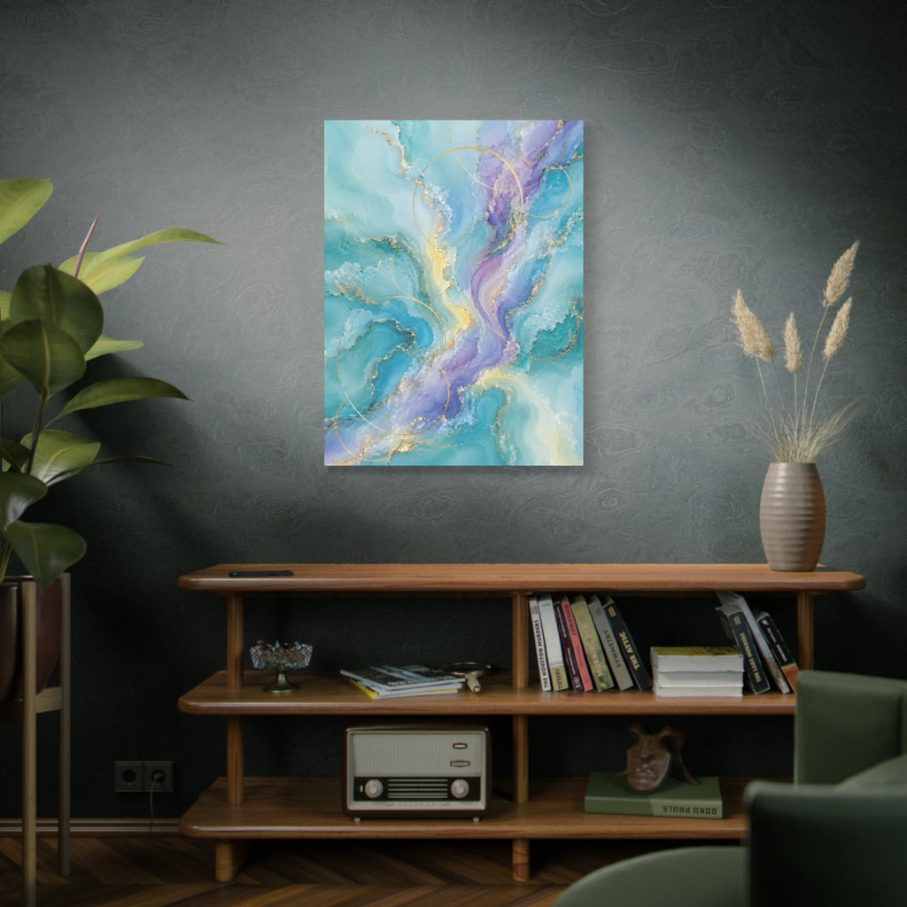 Liquid Aquamarine Pastel Geode Collection TRIPTYCH WALL ART
