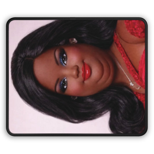 Happy Red Lipstick Funny Doll Face Mouse Pad
