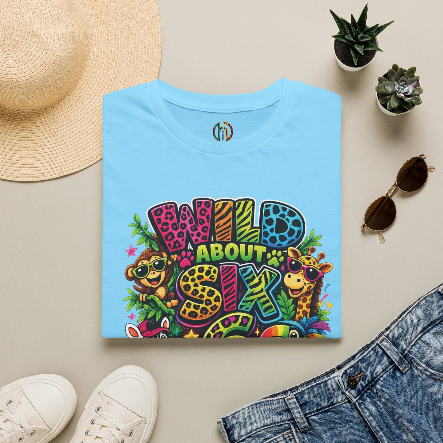 Wild About Six Customizable Kids' T-Shirt — "Kennedy's 6th Birthday" Safari Design