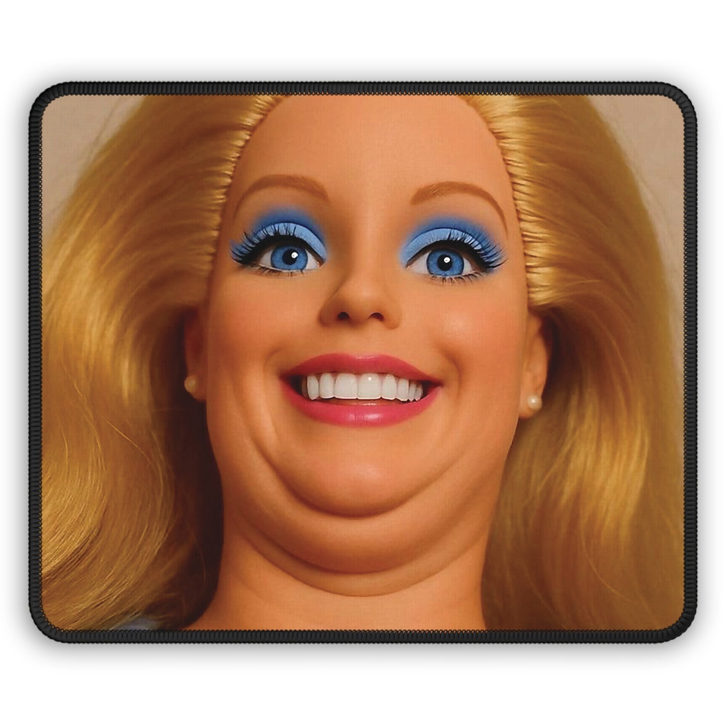Happy Blue Eyes Funny Doll Face Mouse Pad