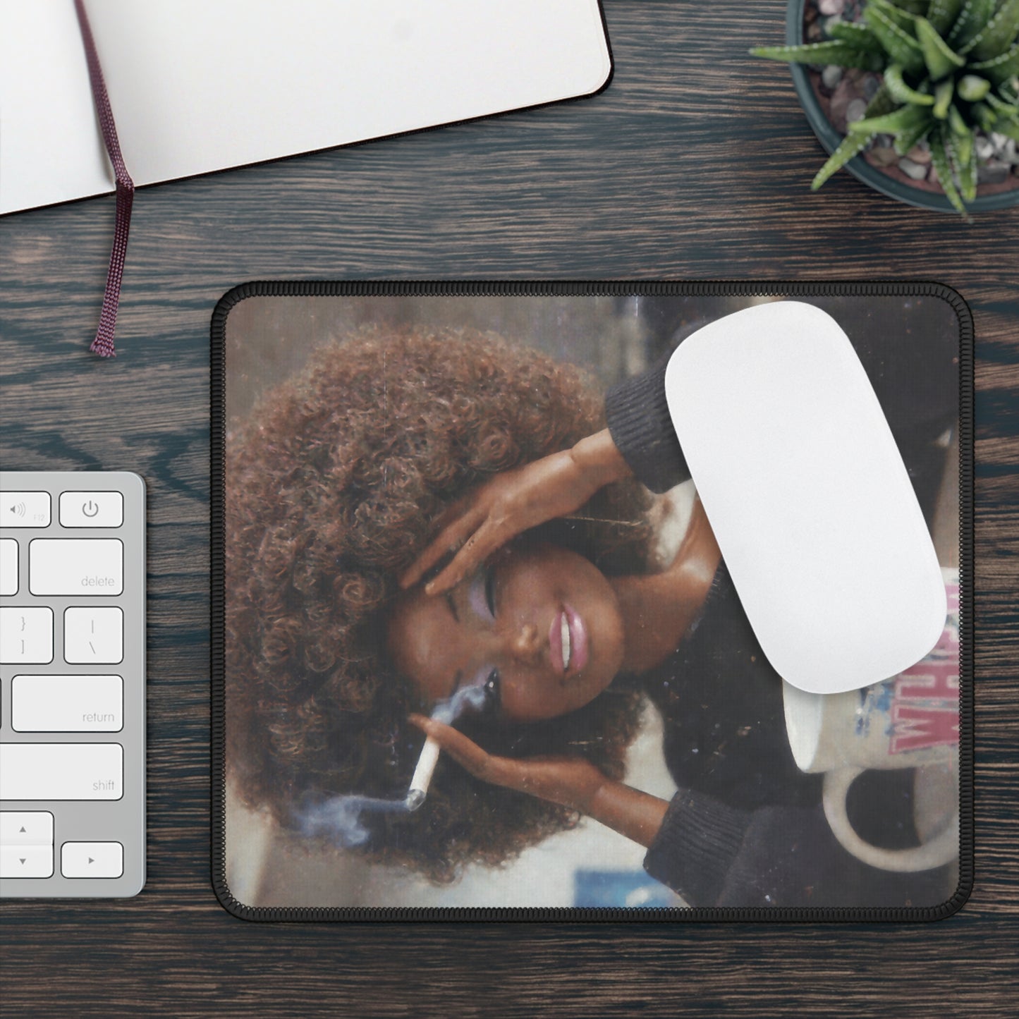 Curly WHEW Funny Doll Face Mouse Pad