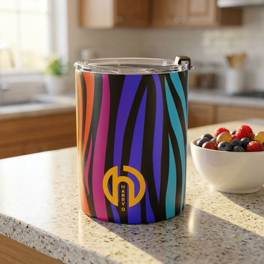 10oz Rainbow Zebra Tumbler – Insulated Travel Cup