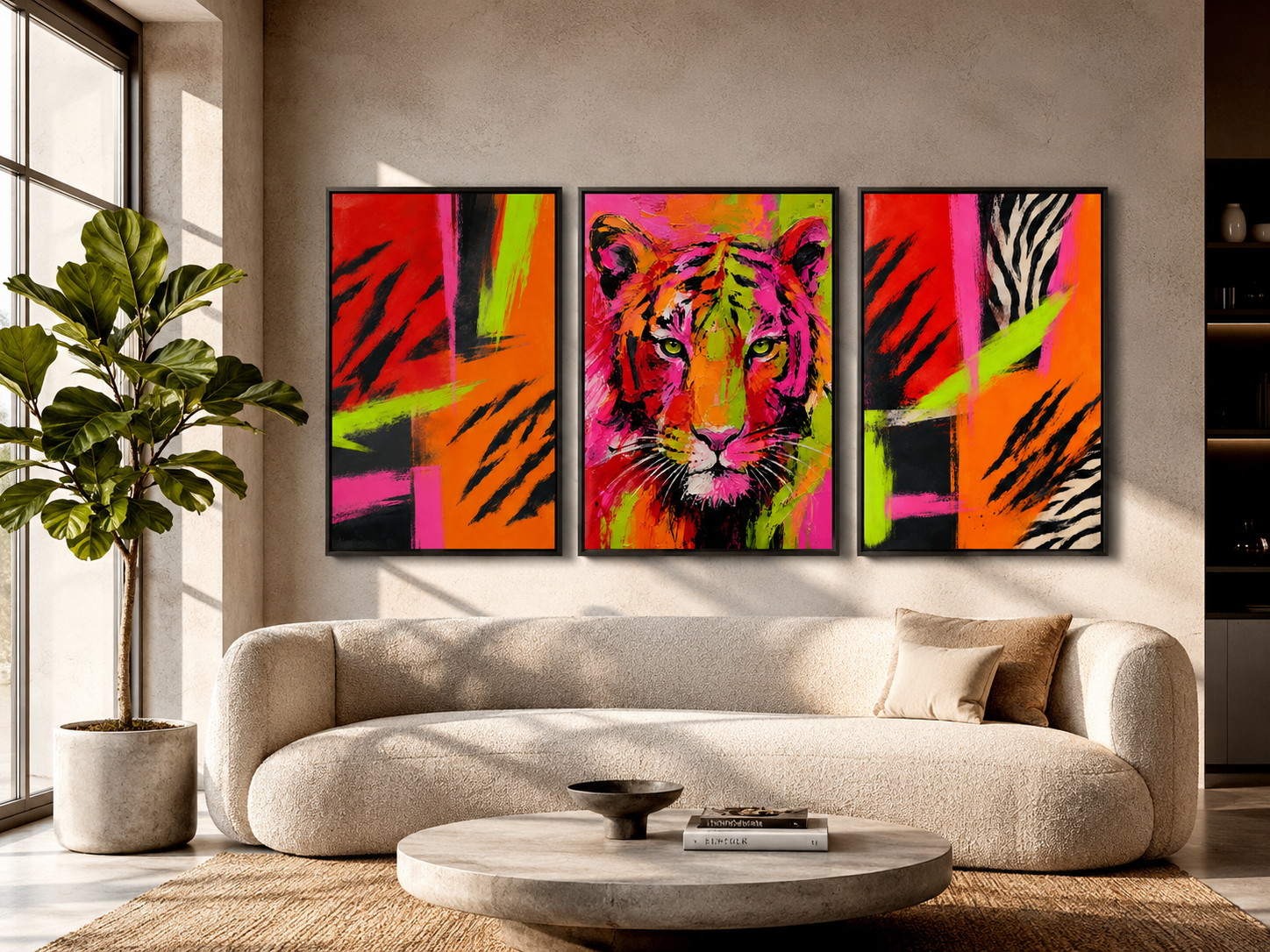 Electric Jungle Canvas IIC Bold Fauvism Tiger Portrait