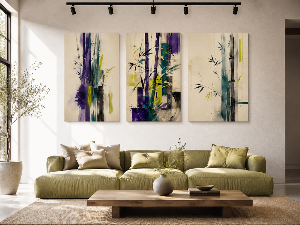 The Whispers of Bamboo Collection: 3-Piece Wall Art Set