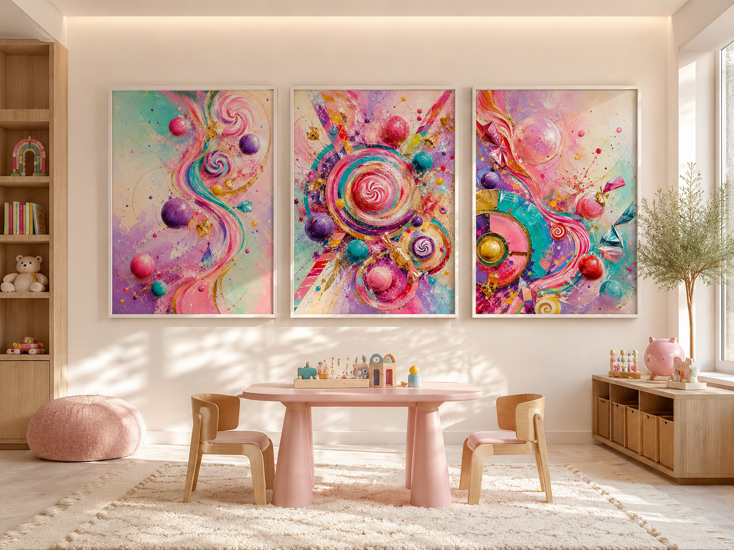 The Sweet Chaos Collection: CONFECTION COSMOS 3-piece TRIPTYCH WALL ART