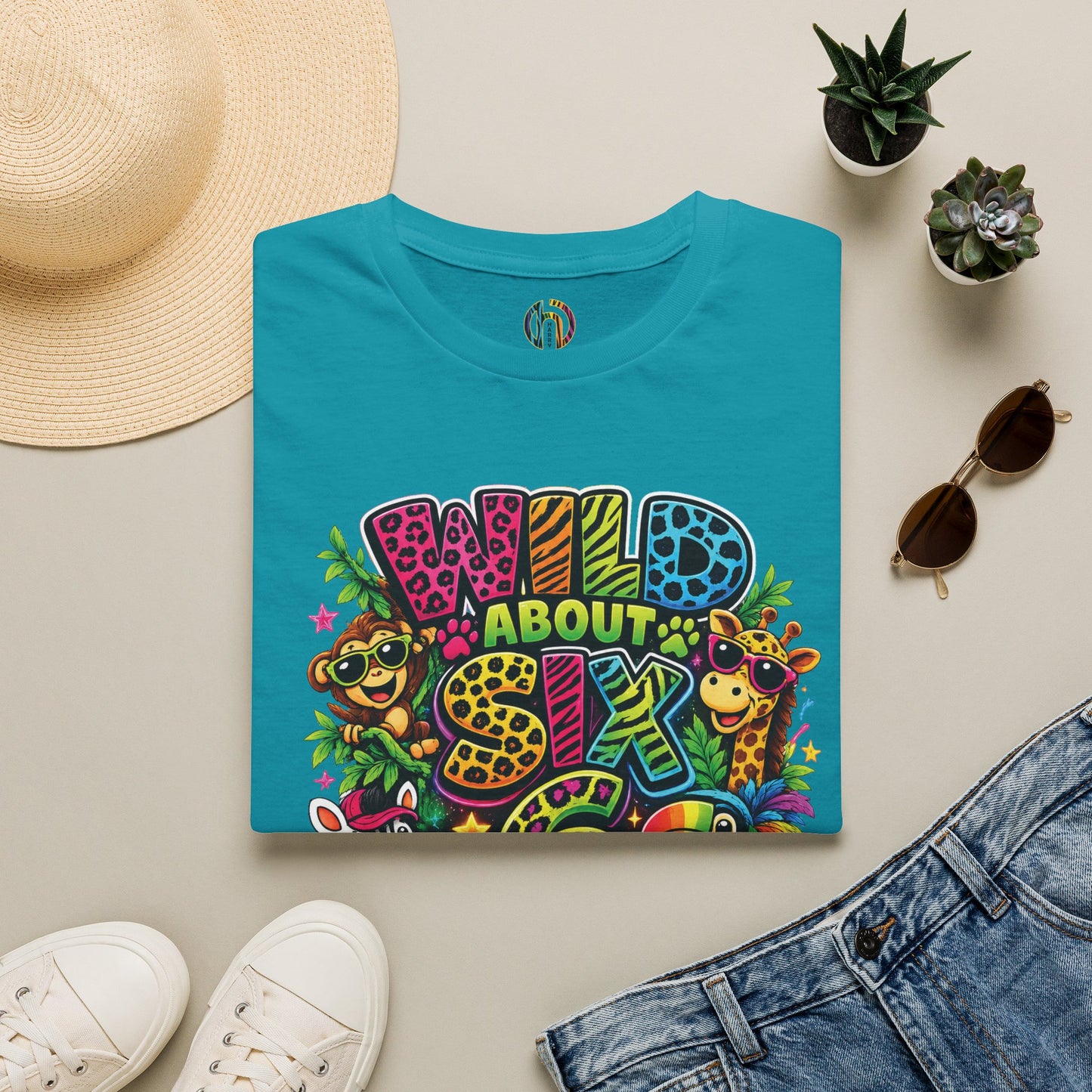 Wild About Six Customizable Kids' T-Shirt — "Kennedy's 6th Birthday" Safari Design